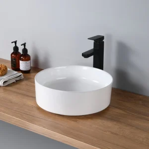 Vasque à poser ronde en céramique blanche