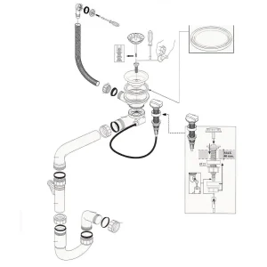 Vidage automatique gain de place 1 bac CUIPD013 pour évier granit - Siphon gain de place