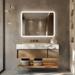 Miroir LED Rectangulaire 80x60 cm avec Contour Givré