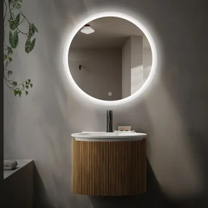 Miroir rond avec contour givré Ø70 cm