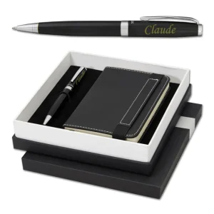 Coffret Cadeau duo Stylo Personnalisable et Carnet
