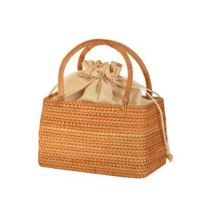 Panier de pique-nique rectangulaire en rotin pur du Vietnam fait à la main