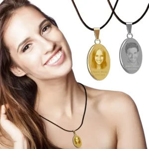 Pendentif Ovale Personnalisable Doré