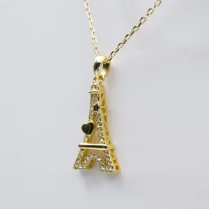 Pendentif Tour Eiffel Cœur - Swarovski® Elements