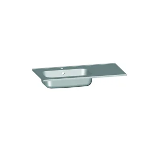 Plan vasque gauche salle de bain Marbre reconstitué 90cm blanc brillant